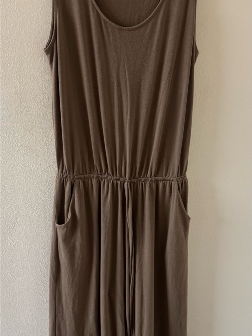 Zenana Outfitters Brown Drawstring Sleeveless Jumpsuit - Picture 2 of 5